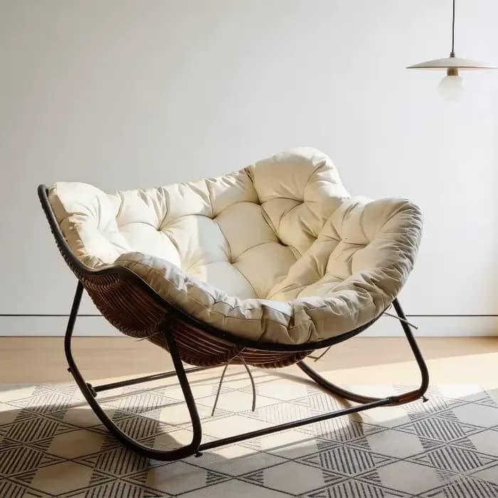 Fauteuil à bascule Papasan en rotin surdimensionné de luxe