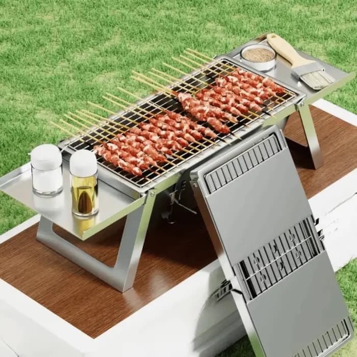 Barbecue pliable pratique en acier inoxydable