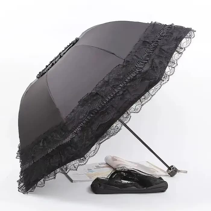 Parasol Vintage en dentelle pliable gothique Lolita parapluie dame pluie Anti-uv Protection paraplui