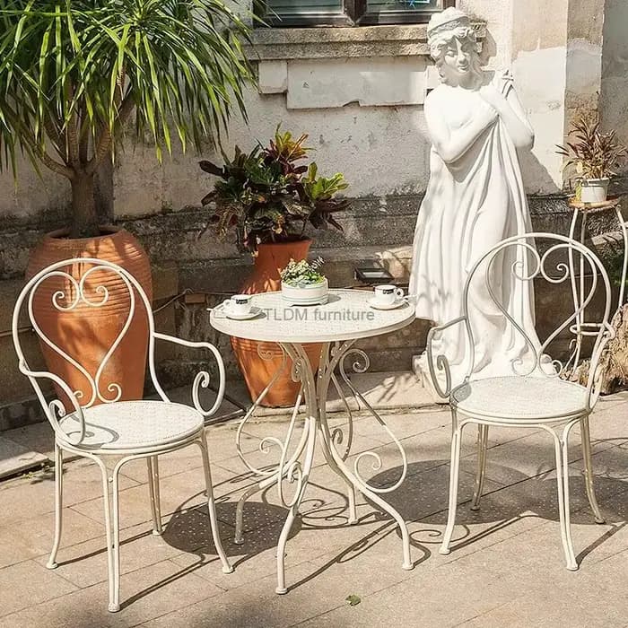 Ensembles de meubles de jardin en fer rétro européen, table et chaises de balcon de cour extérieure, table à manger et chaises de café, Z