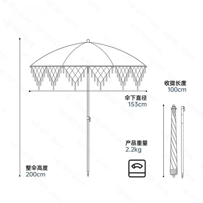 Parasol d'extérieur à franges françaises, parasol de plage pour cour, parasol de jardin à grille triangulaire, parasol de terrasse à colonne centrale, tendance internet