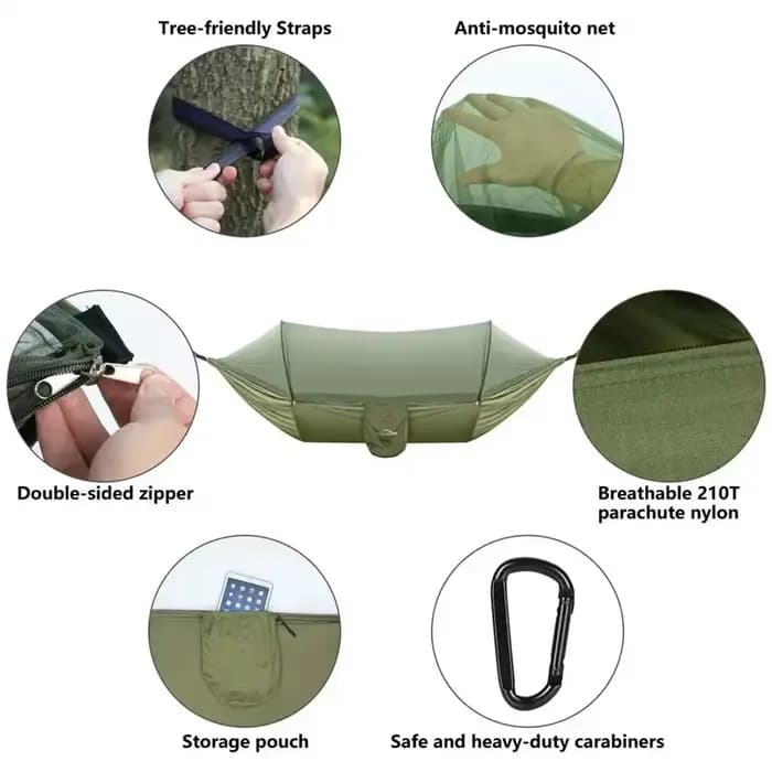 Hamac de Camping Portable Pop-Up avec moustiquaire et abri solaire