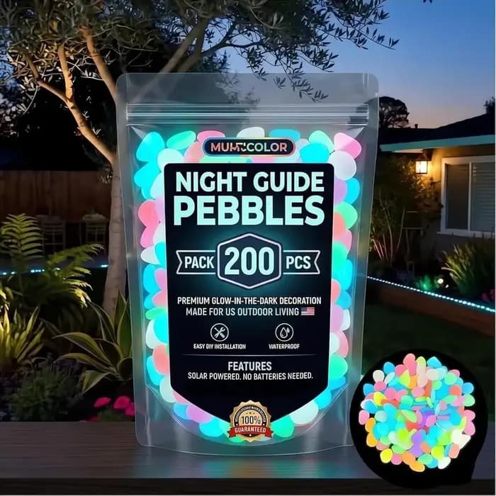 200 pièces/sac, pierres de jardin lumineuses colorées