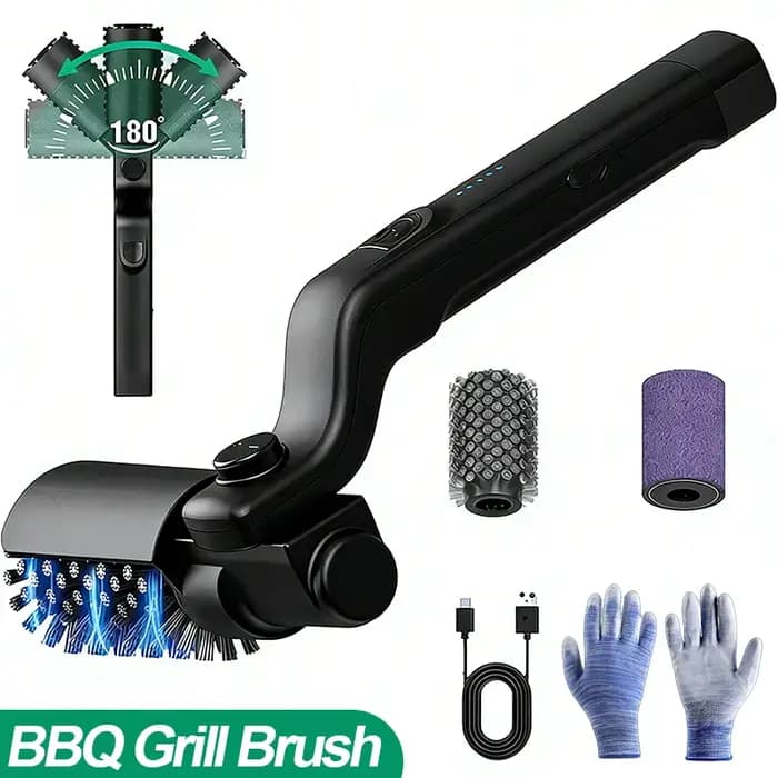 Brosse pour barbecue, réglages à 3 vitesses, brosse pour gril électrique, 180 ° Tête réglable, net