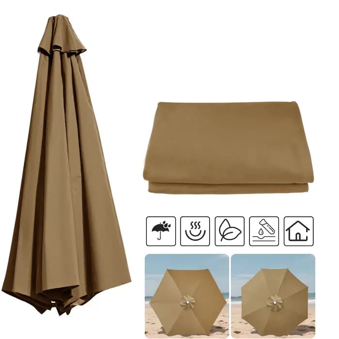 Housse de rechange pour parasol de jardin et terrasse, 2/2.3/2.5/2.7/3m, imperméable, pare-soleil, 6 ou 8 baleines