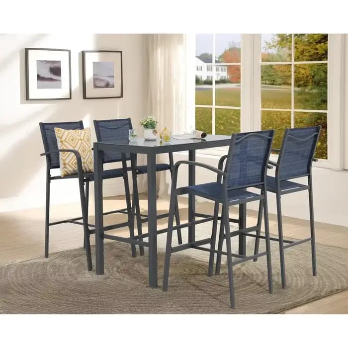 OC Orange-ensemble de Bar de Patio décontracté 5 pièces, Table à manger et chaises d'extérieur en ti