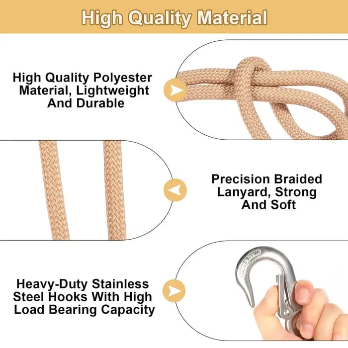 2 pièces de corde de suspension pour hamac de 60 cm avec cordon de sécurité