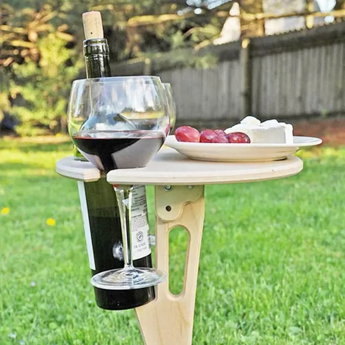 Table à vin en bois porte-vin