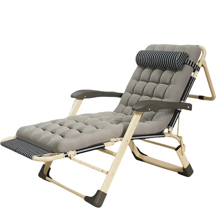 Chaise longue pliante d'extérieur avec coussin moelleux pour jardin