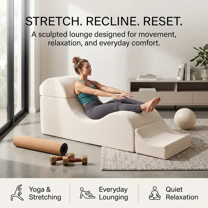 Chaise longue convertible multifonctionnelle, canapé inclinable, banc pliant de chevet, idéale pour la relaxation et le yoga dans la chambre à coucher