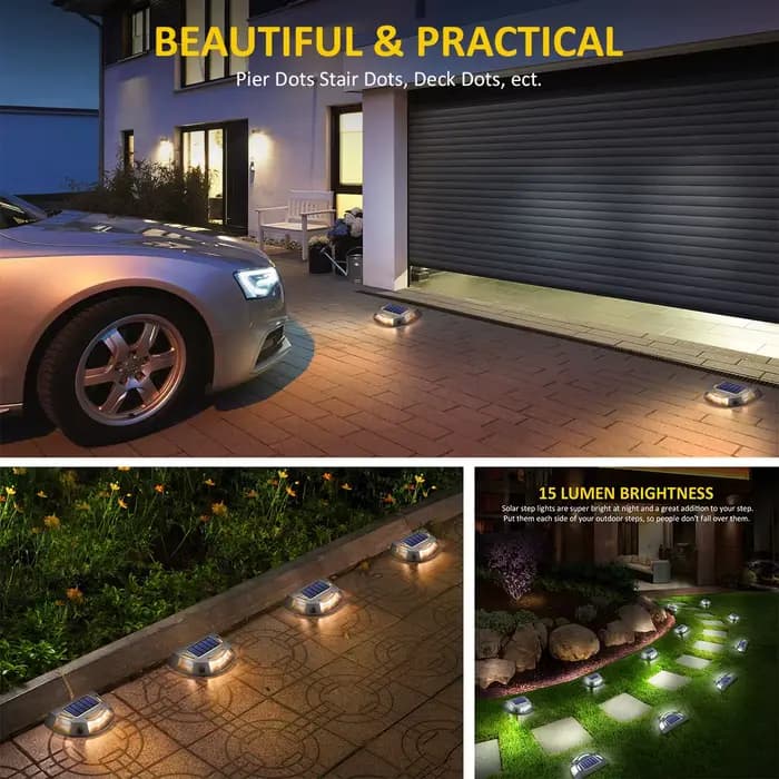 Lampes de sécurité LED étanches pour pont extérieur, marqueur d'allée, lumières solaires pour jardin