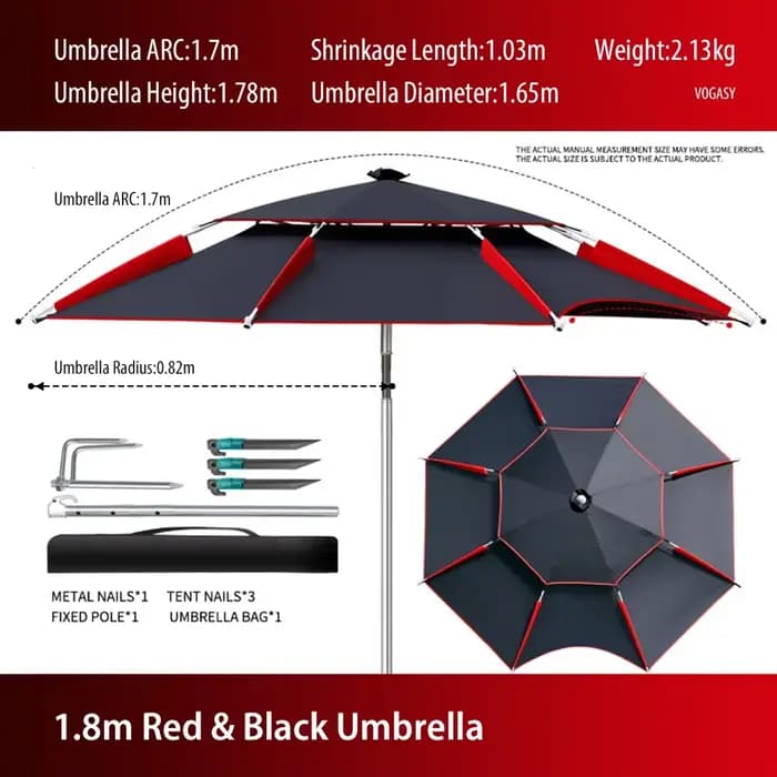 Parasol coupe-vent à double couche pour la plage et la pêche, grand parapluie d'extérieur, possède u