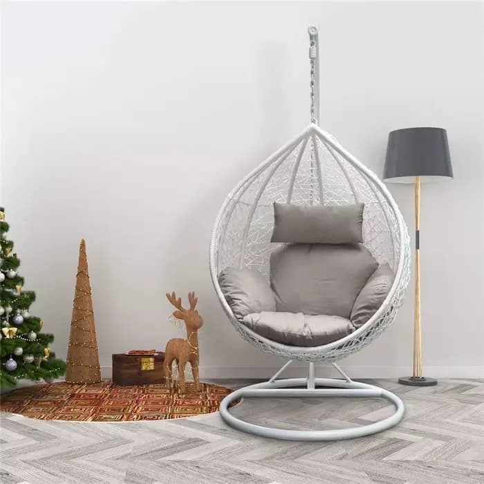 Fauteuil suspendu en rotin PE avec support métallique pour balcon