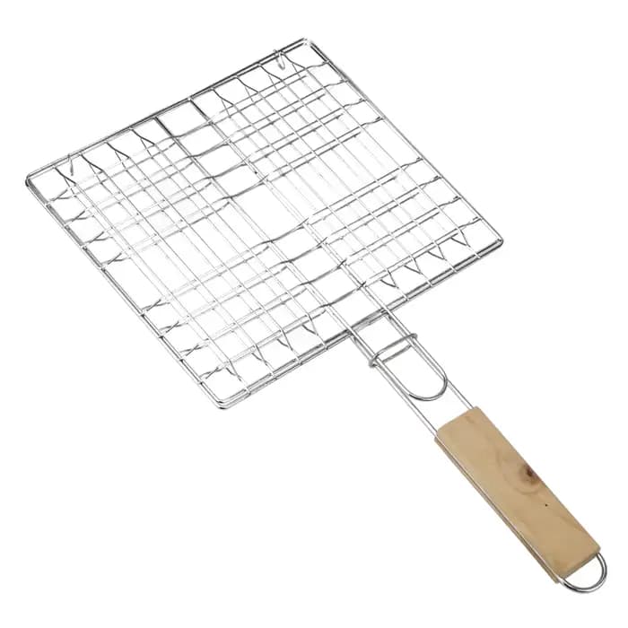 Tapis de barbecue pliable avec poignée en bois, panier de cuisson réutilisable en acier inoxydable,