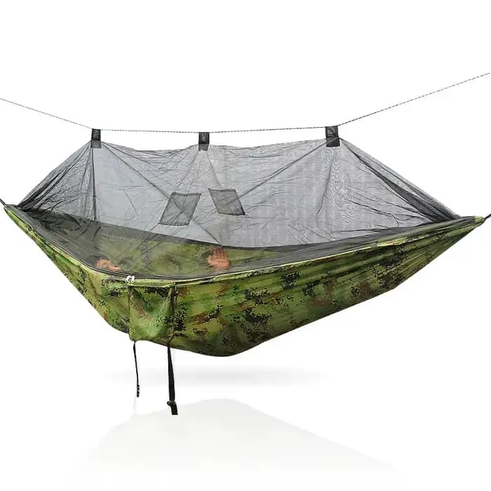 Hamac léger et portable avec moustiquaire et auvent imperméable, équipement d'extérieur pour le camp