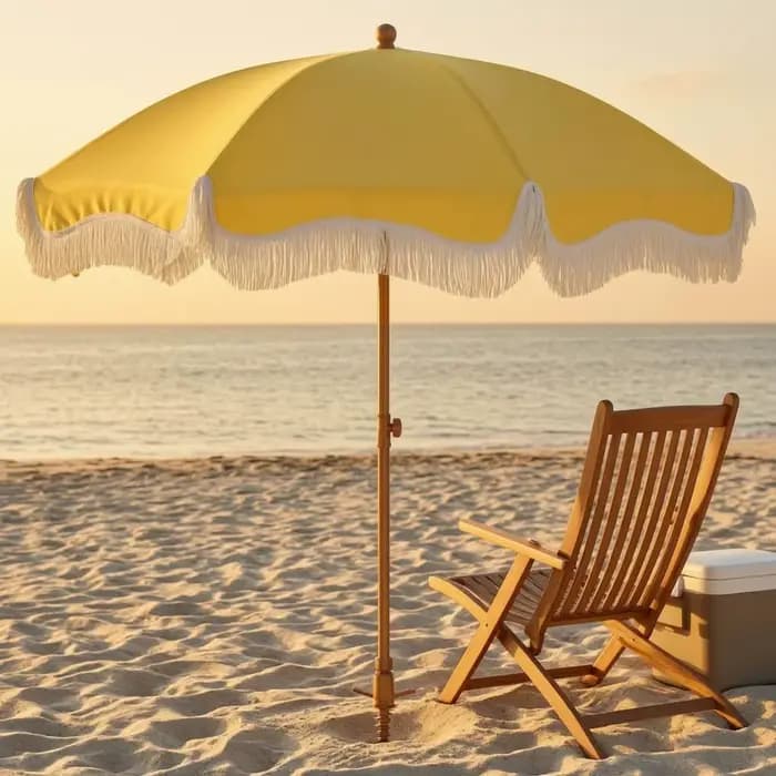 Parasol à franges avec bord festonné