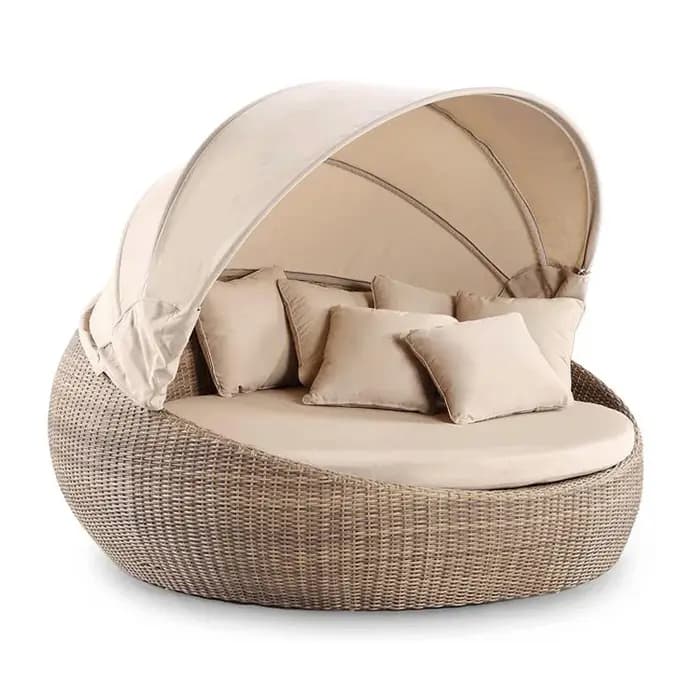 Mobilier d'extérieur moderne grande taille rideau Chaise longue Antique auvent plage soleil rotin lit de jardin lit