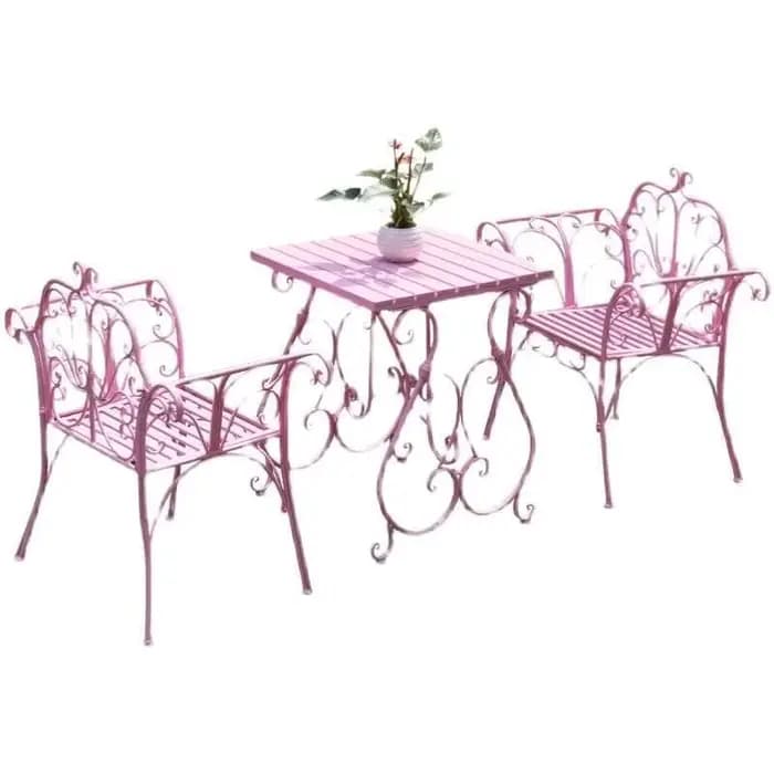Combinaison de Table et chaise de cour européenne en fer forgé, Table basse et chaise de jardin exté