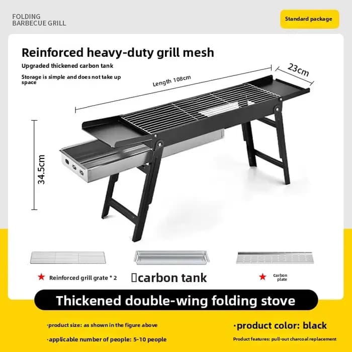 Nouveau barbecue portable pliable d'extérieur grande taille pour la famille, idéal pour le jardin, s