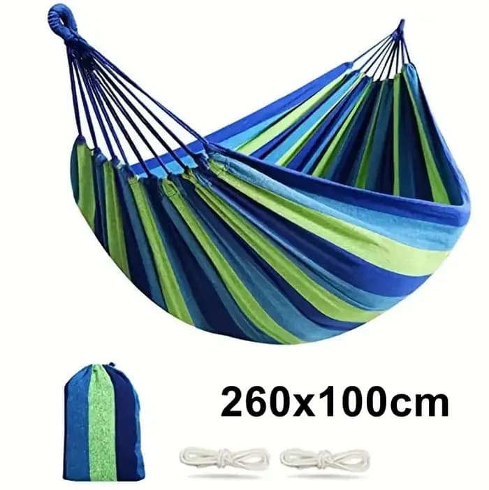 Hamac double grande taille pour 2 personnes en toile de coton avec sangles d'attache aux arbres pour patio
