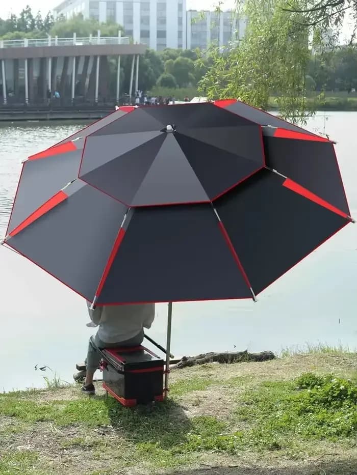 Grand Parasol de jardin pliable Double couche de 1.8-2.6m