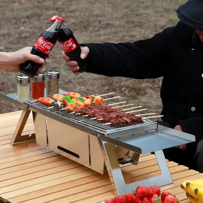 Gril de Barbecue pliant en acier inoxydable