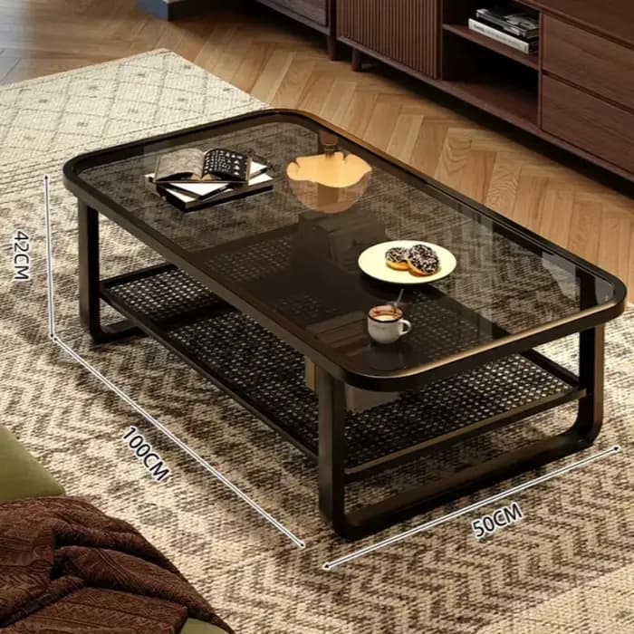 Table basse noire moderne en verre