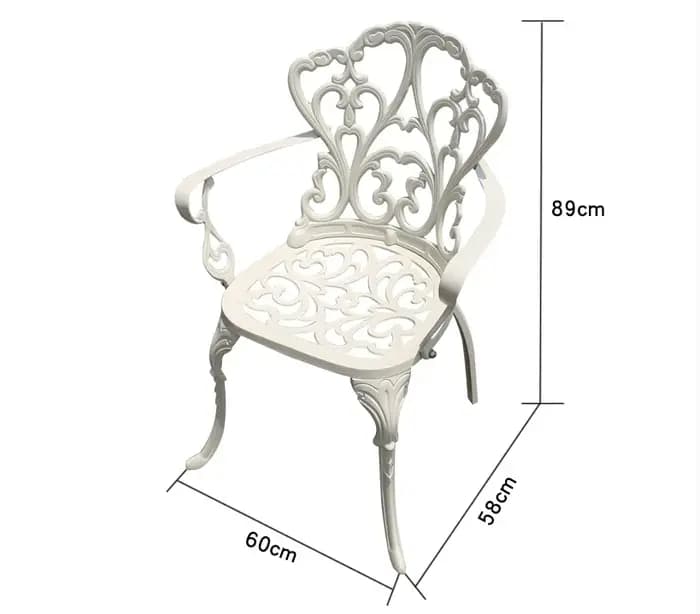 Tables et chaises en aluminium moulé pour l'extérieur