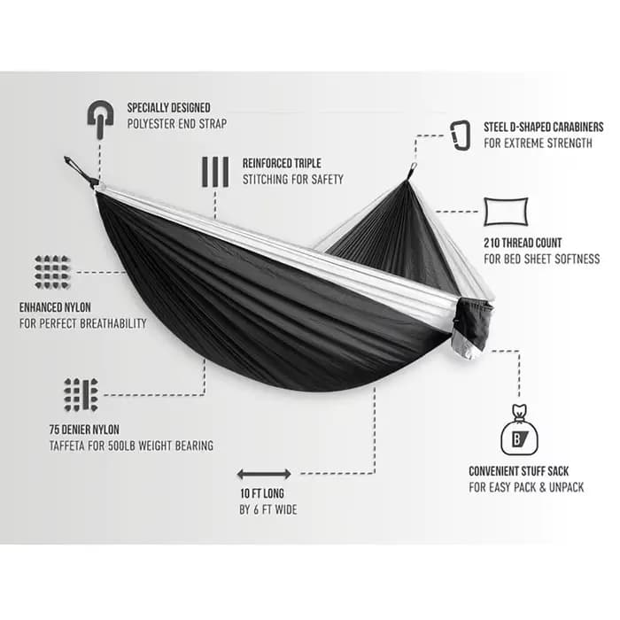 Hamac Parachute Ultra-Large pour Camping, jardin de survie, chasse, loisirs, voyage, deux places