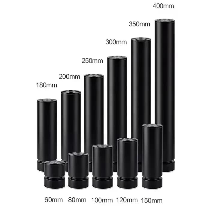 Pied de Meuble Réglable en Aluminium Noir, Support de Meuble TV, Table Basse, Canapé, Colonne de Dia
