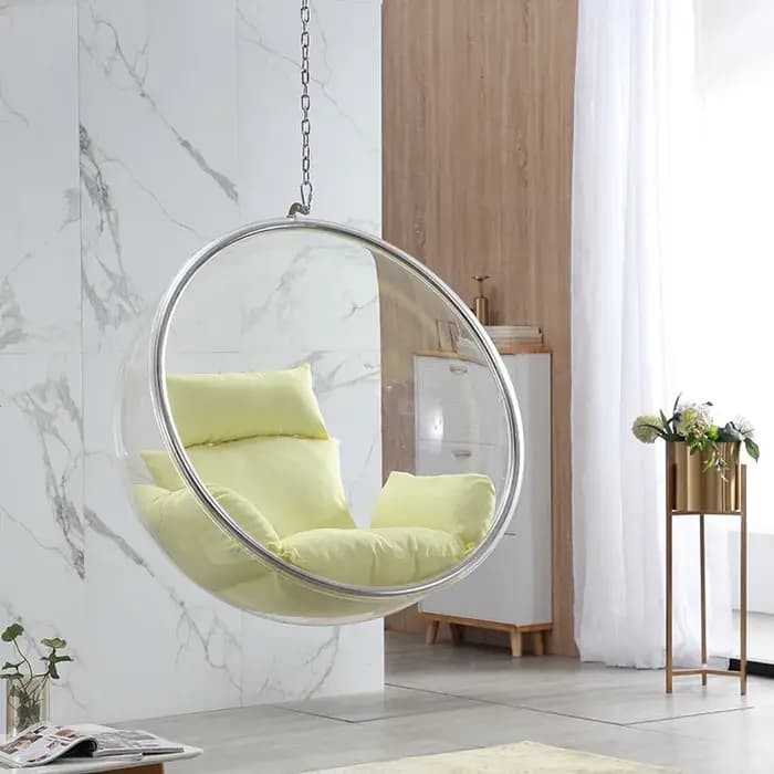Fauteuil suspendu en forme de bulle, fauteuil œuf, meuble design pour salon, balcon et décoration gl