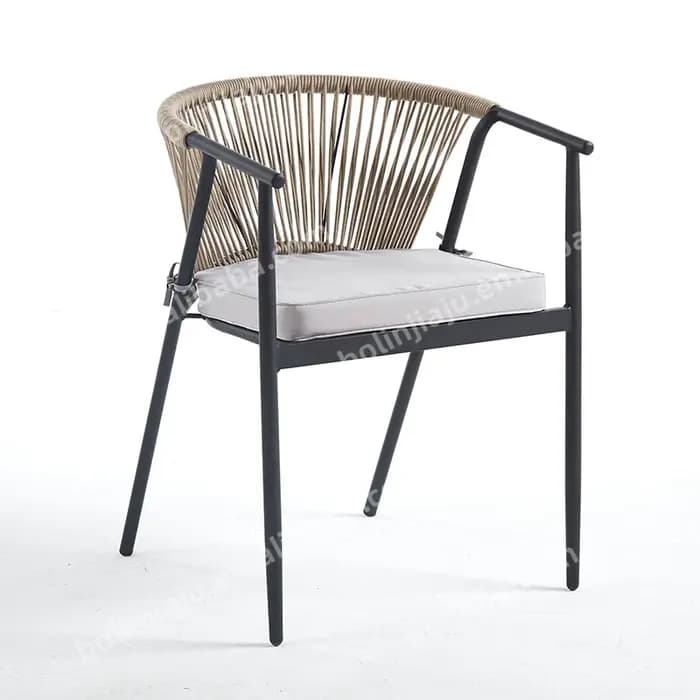 Chaise d'accoudoir de salle à manger avec cadre métallique