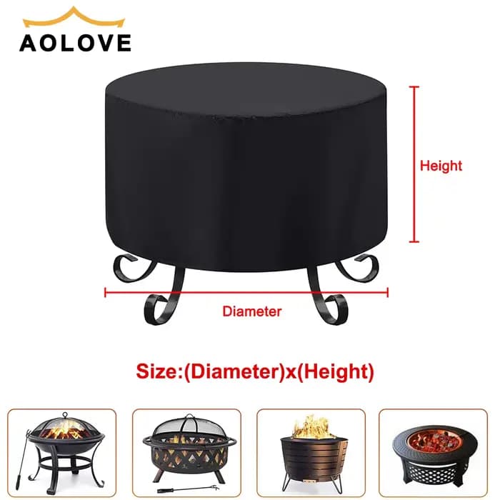 Couverture imperméable pour foyer de Patio, protection UV noire, abri pour barbecue, jardin extérieu