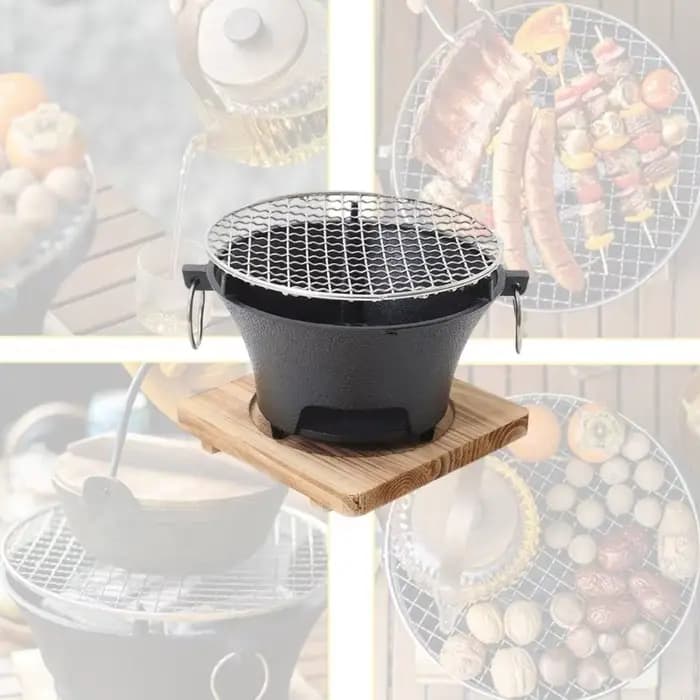 Barbecue transportable extérieur intérieur en fer forgé mettant en valeur grille amovible pour nettoyage facile Plan