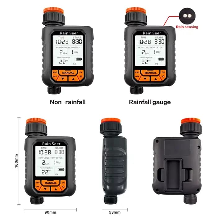 Soudeur grand écran LCD minuterie d'eau étanche IP65 maison jardin irrigation minuterie de pluie sys