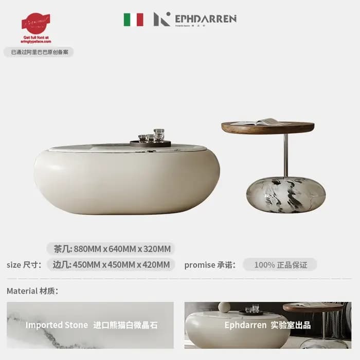Glamour moderne plateau Table basse luxe Salon italien Beige ovale Tables d'appoint ronde empilable Mesa auxiliaire Salo