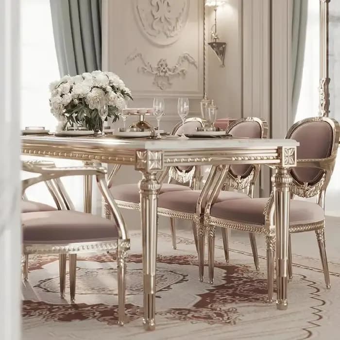 Palais rétro petite Table à manger française en bois massif Villa de luxe grand sol plat Restaurant