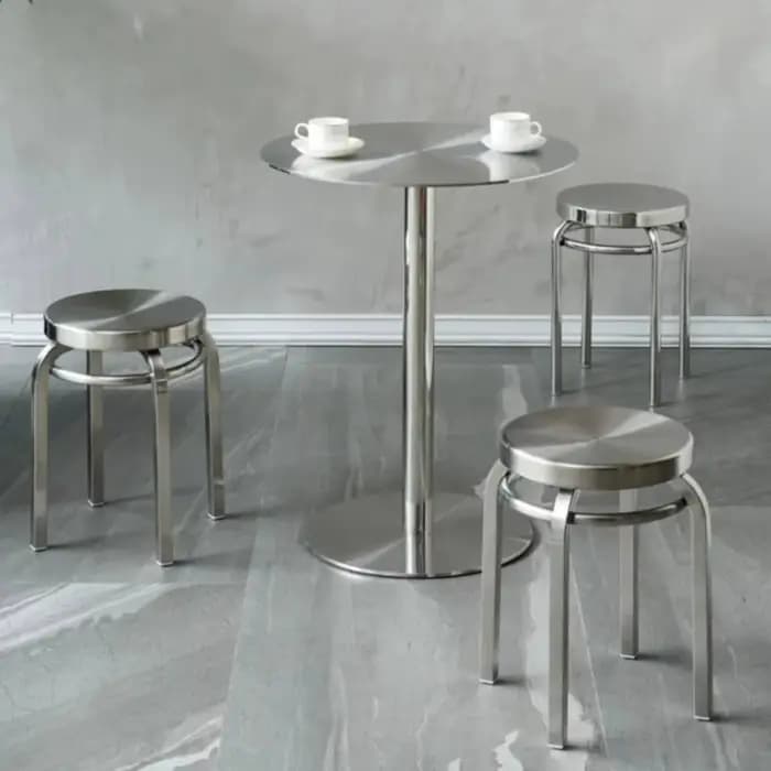Tabouret rond léger et moderne en acier inoxydable, tabouret bas Simple, tabouret de loisirs, hôtel,