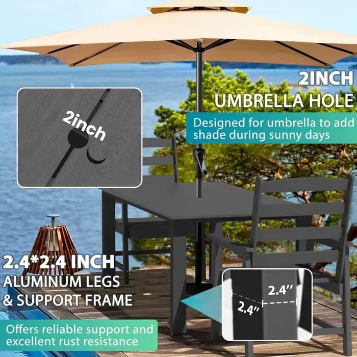 Ensembles de salle à manger de patio 7 pièces, ensemble de meubles d'extérieur en HDPE avec table de
