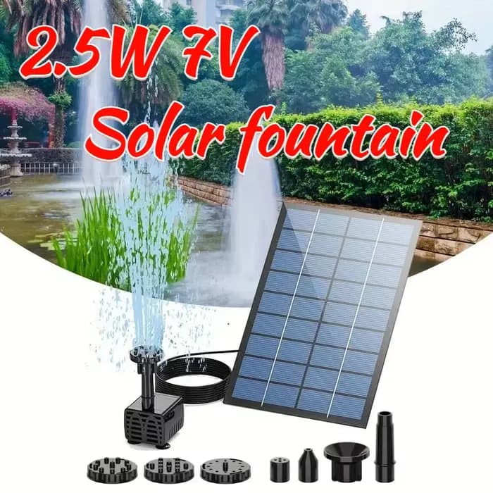 Fontaine solaire 2,5 W, conception divisée avec 6 fontaines et tuyaux d'eau de 4 pieds pour décorati