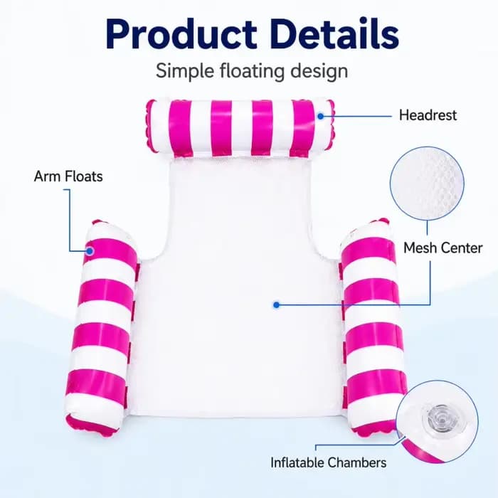 Hamac gonflable pour piscine avec centre en maille