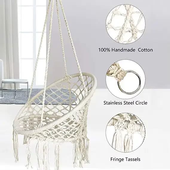 Hamac suspendu en corde de coton blanc