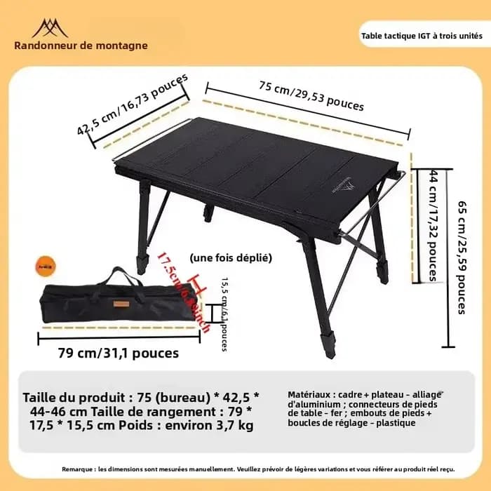 Table de camping pliante IGT, table de cuisson portable IGT pour l'extérieur, 3-5 tables, meubles de camping, table de jardin, table de pique-nique