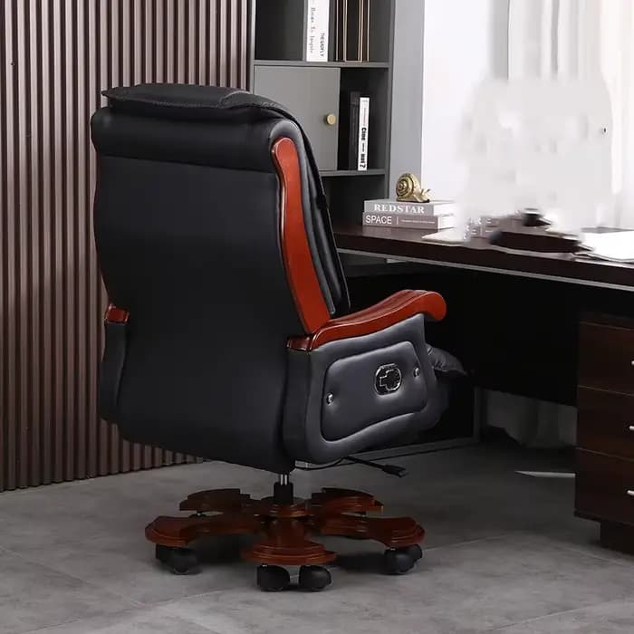 Chaise en cuir première couche peau De vache grande Chaise De Bureau inclinable en bois massif Chais