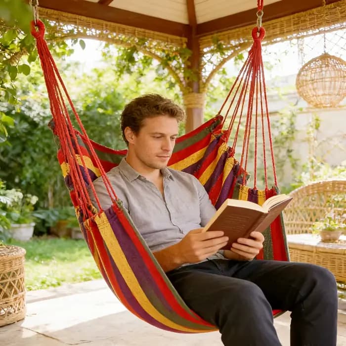 Une chaise balançoire de pavillon décontractée