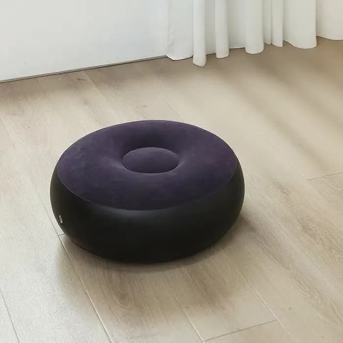 Chaise longue gonflable paresseuse, canapé floqué en Pvc avec tabouret de pied, canapé d'air pliable