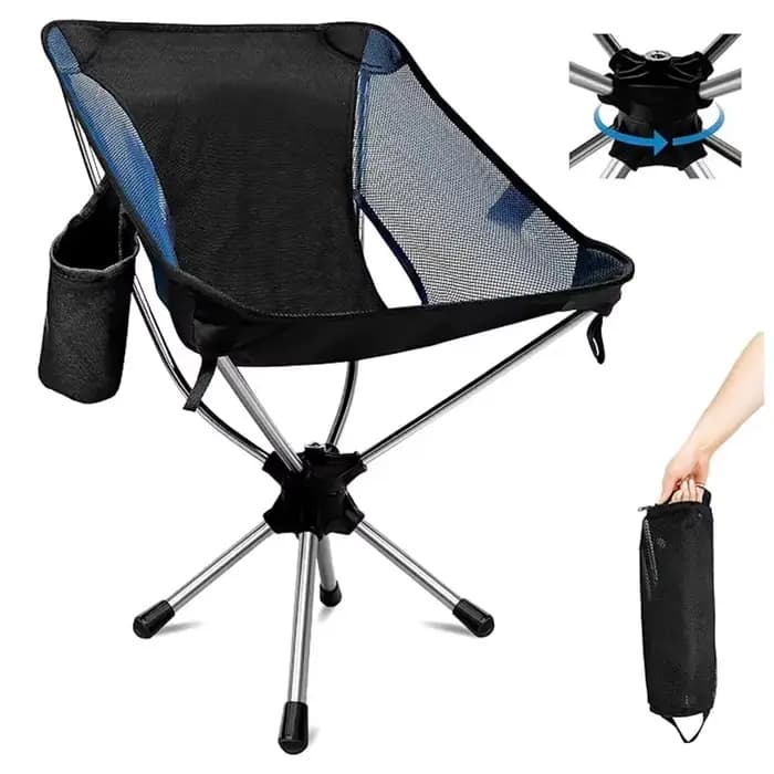Chaise pliante pivotante pour le camping, 360° ° Chaises rotatives légères, pliables et portables