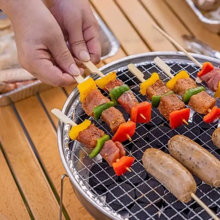 Grille de barbecue ronde jetable antiadhésive pour le camping en plein air