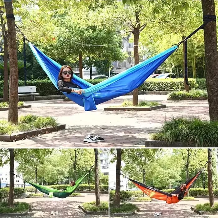 Hamac de Camping en Nylon léger pour l'extérieur, avec sangles de suspension, parfait pour les voyag