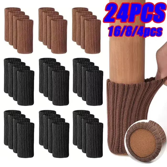 24/4 pièces pieds de meubles protecteurs tricotés pieds de chaise sol coussinets antidérapants pieds